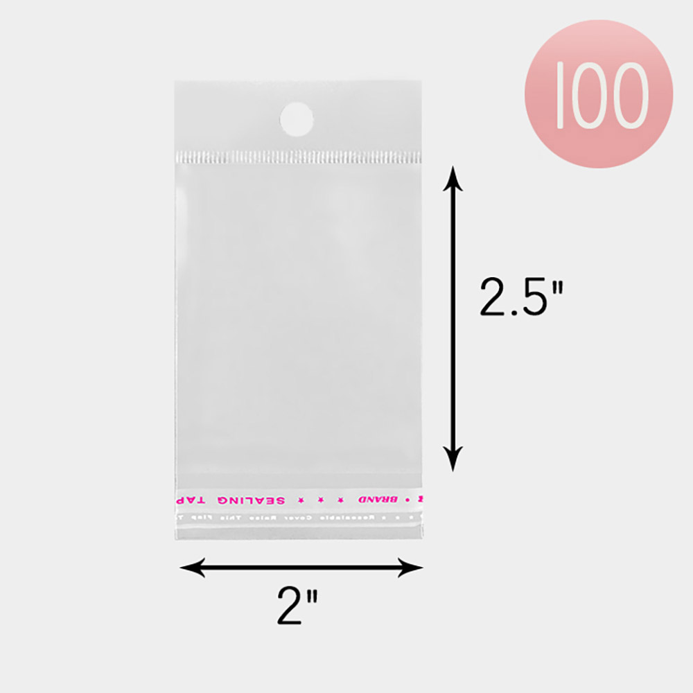 J100 2X2.5-CLR (100PCS) 2 X 2.5 Clear plastic jewelry bags