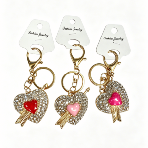 LZ-007 ASST Heart Rhinestones Keychain