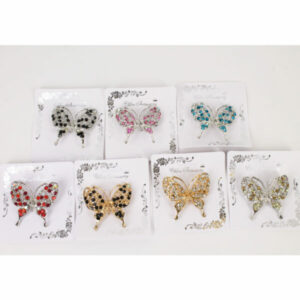 RBC-0078R6-ASST (6PCS) Rhinestone Butterfly Pin Brooch