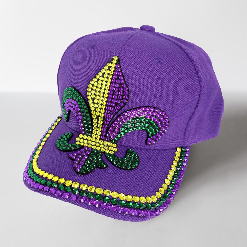 h2783-pu-bing-studded-mardi-gras-fleur-de-lis-baseball-cap-savvy-new-york