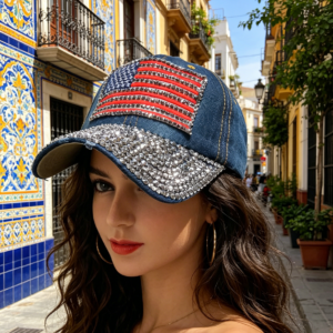 BH7806-D ASST Bling American Flag Cap (3PCS)