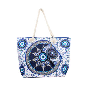 HB8828-3 Evil Eye Canvas Tote Bag