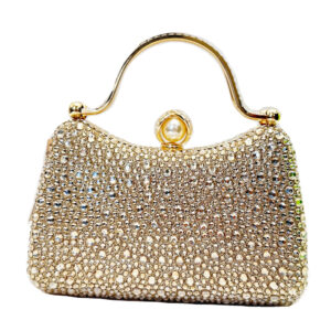 CO68030 GD Crystal Diamond Top Handle Embellished Evening Clutch Bag