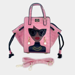 LA5302-PK Girl Accented Alligator Patterned Tote / Crossbody Bag