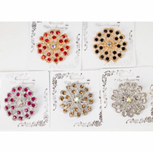 RBC-0086R6 GS-ASST Floral Rhinestones Brooch (12pcs)