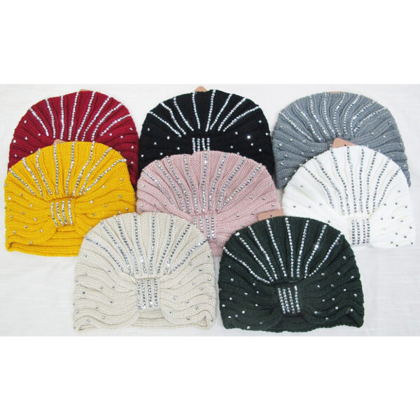 HB8537/WH7849 Bling Stud Turban Head Wrap (3pcs) - Image 2