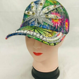BH7819 ASST Marijuana Jeweled Glittering Baseball Cap(3PCS)
