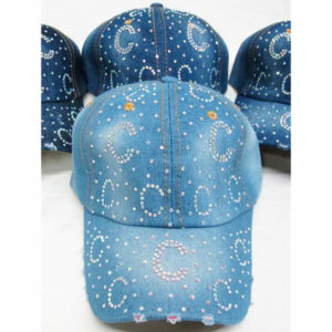 BH-8249 ASST Rhinestone "C" Baseball Cap (3PCS)