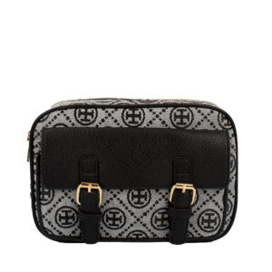 203 BK/WT Double Zipper Crossbody Bag