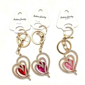 LZ-010 ASST Heart Rhinestones Keychain