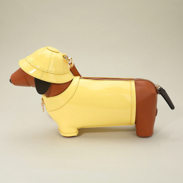 LA2573 BR Faux Leather Raincoat Puppy Crossbody Bag - Image 2