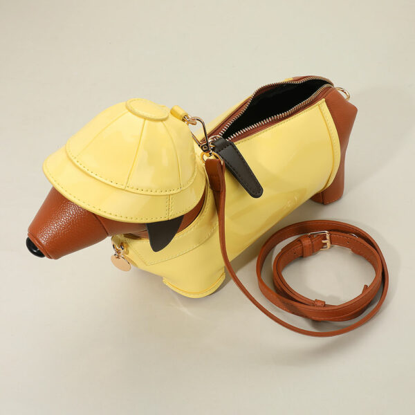 LA2573 BR Faux Leather Raincoat Puppy Crossbody Bag - Image 3