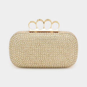 LAL458-GOLD Bling Rectangle Evening Clutch / Crossbody Bag