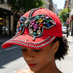 BH8555-C ASST Fashion New Women Baseball Cap Butterfly Diamond Denim (3PCS)