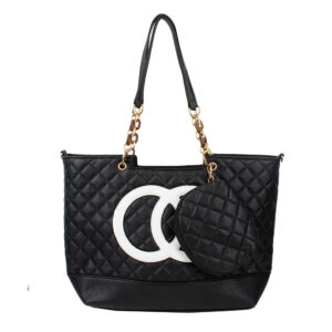 DH9018 BK&WT FASHION HANDBAG (2 N 1)