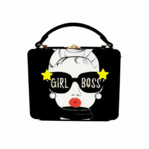 LAY0600 BK Novelty Designer Acrylic Shoulder Bag Purse and Handbags Box Clutch Crossbody Girl Boss