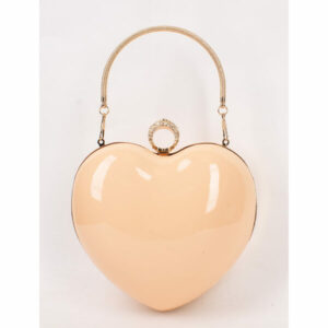 E8234 BG Heart Shape Pattern Leather Evening Clutch