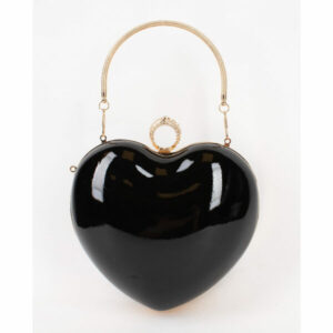 E8234 BK Heart Shape Pattern Leather Evening Clutch