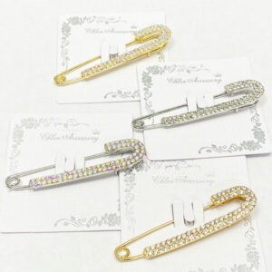 RBC-0126 GS Classic Large Clear Austrian Crystal Safety Pin Brooch (6 pcs)