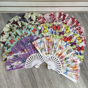 RNT-1374R -ASST (12PCS) Butterfly Patterned Folding Fans