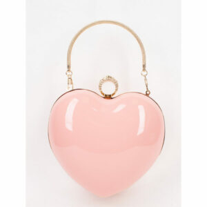 E8234 PK Heart Shape Pattern Leather Evening Clutch