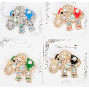 RBC-0003R6 ASST Elephants Embellished Pin Brooches (12pcs)
