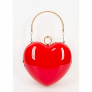 E8234 RD Heart Shape Pattern Leather Evening Clutch