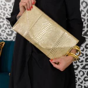 CO32029 GD Snake Skin Patterned Envelope Clutch / Shoulder Bag