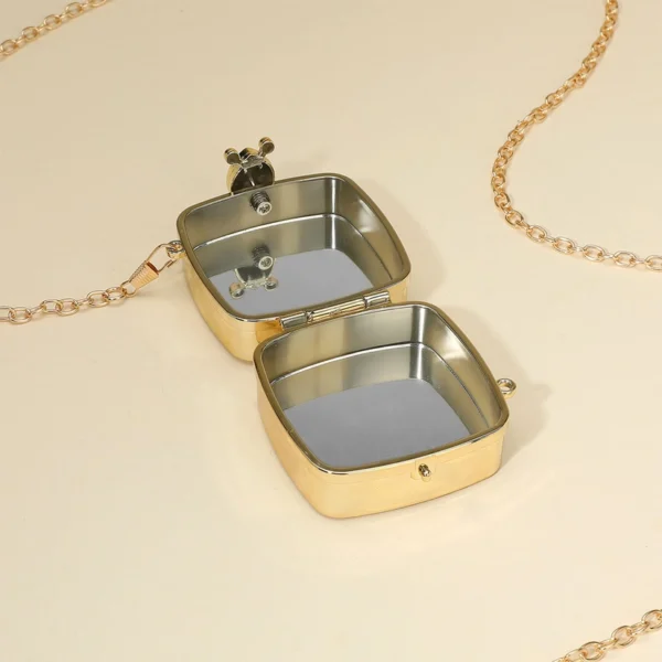 LAM10 GD Square Glitter Mini Clutch Bag with mirror - Image 2