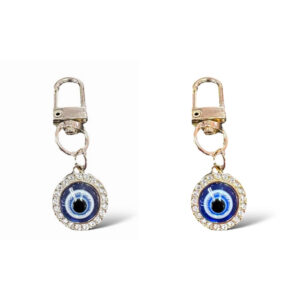 JK-43596 GD Stone Embellished Evil Eye Keychains (6PCS)