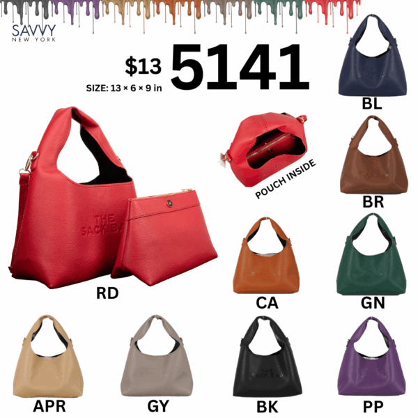 5141 RD THE SACK BAG Hobo Bag Set (2 N 1) - Image 2