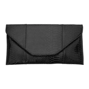 CO32029 BK Snake Skin Patterned Envelope Clutch / Shoulder Bag
