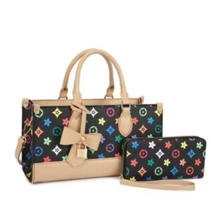 UM-31512 BK/TN Design Printed Satchel W Wallet Set