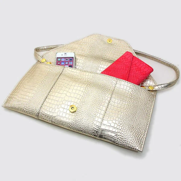 CO32029 GD Snake Skin Patterned Envelope Clutch / Shoulder Bag - Image 3