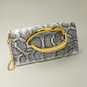 LA3230 SWT Bold Hardware Accent Faux Leather Evening Clutch Bag / Crossbody Bag