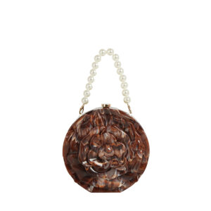 EWB186 BR Acrylic Rose Flower Clutch Evening Bag