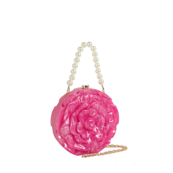EWB186 BK Acrylic Rose Flower Clutch Evening Bag - Image 3