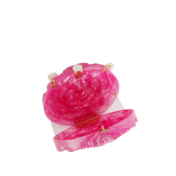 EWB186 BK Acrylic Rose Flower Clutch Evening Bag - Image 2