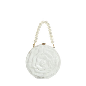 EWB186 WT Acrylic Rose Flower Clutch Evening Bag