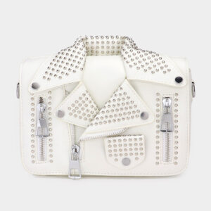 LA94460-WT Studded Faux Leather Jacket Designed Crossbody Bag