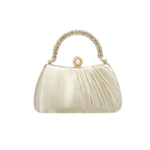 LAD62-1 GD Chic Pink Satin Evening Clutch Bag