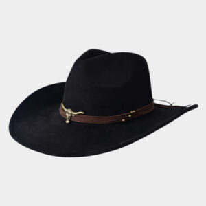 H3510 BK Western Steer Head Accent Cowboy Hat