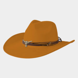 H3510 KH Western Steer Head Accent Cowboy Hat