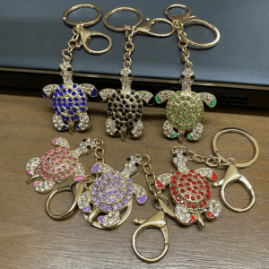 KC0182 ASST Turtle Rhinestones Keychains(6PCS)