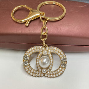 KEY-169 GD (12PCS) Rhinestone "OO" Shape Keychains