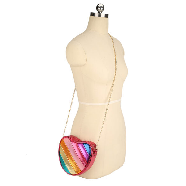 KUW-20350 CF/RBW Heart Shape Rainbow Woman Cross Body Bag - Image 3