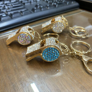 LZ-001 ASST Rhinestones Whistle Keychain(6PCS)