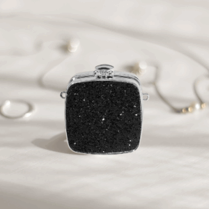 LAM10 BK Square Glitter Mini Clutch Bag with mirror