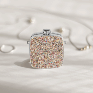 LAM10 CHA Square Glitter Mini Clutch Bag with mirror