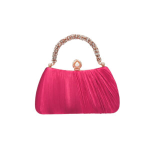 LAD62-1 R.RD Chic Pink Satin Evening Clutch Bag